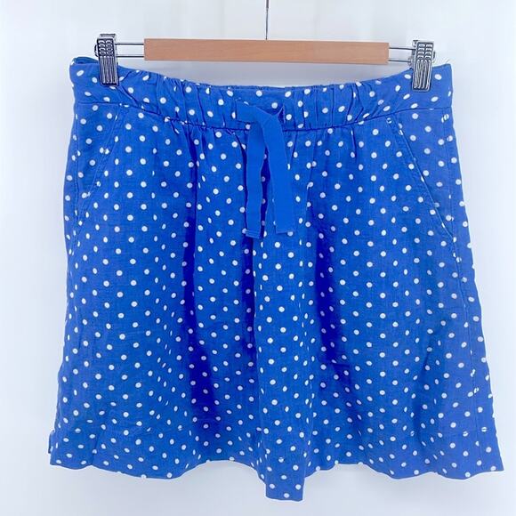 J. Crew 100% linen polka dot elastic waist pull on A-line miii skirt sz 4 - Picture 1 of 6